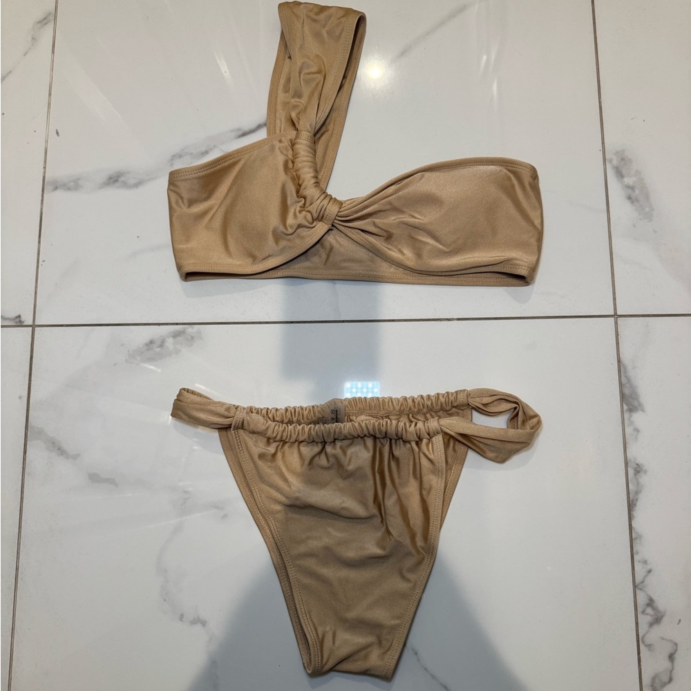 Zaful Tan One-Shoulder Bikini